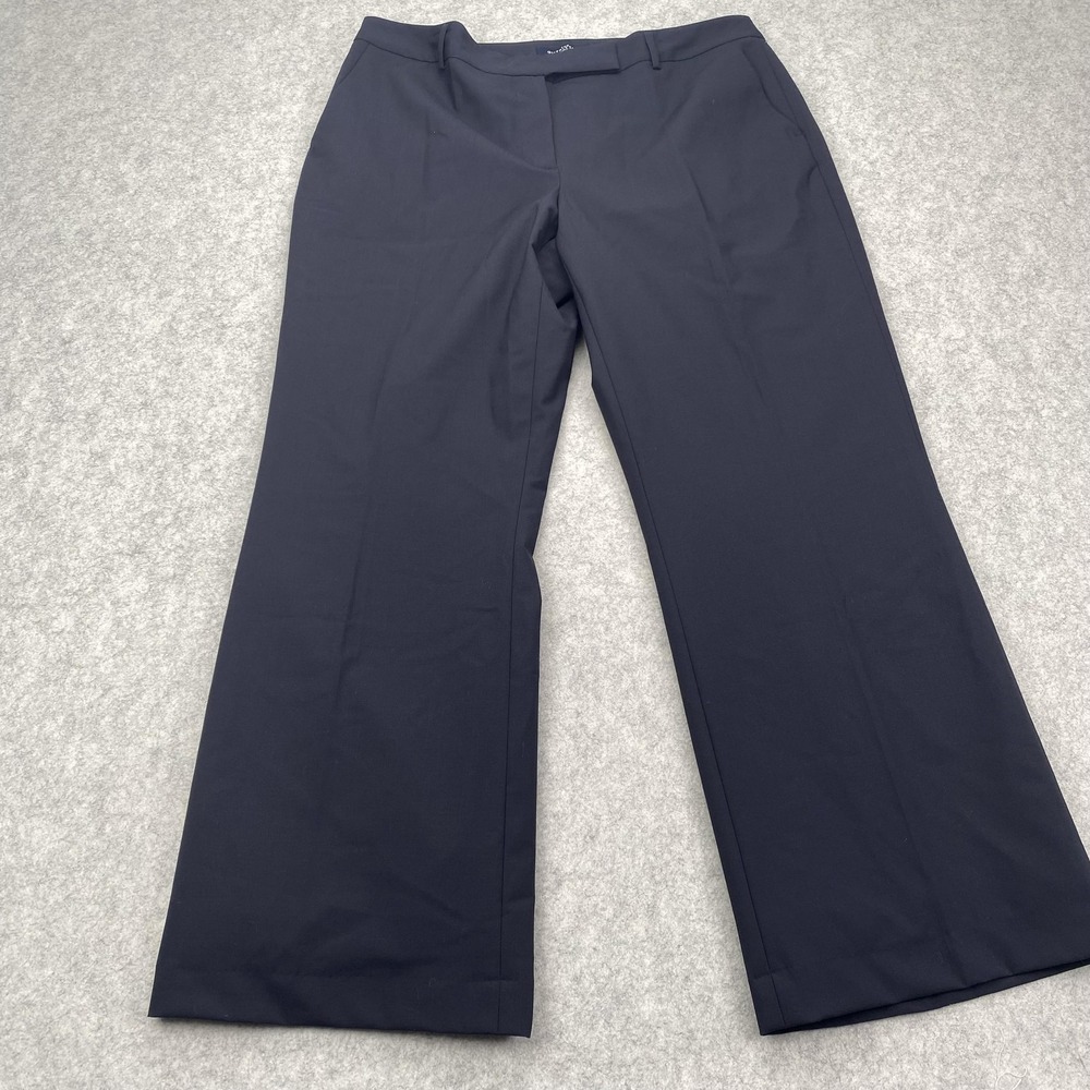 Lands' End Pants Womens 14 Blue Wide Leg Lined Wool Blend Dress Work 35x28